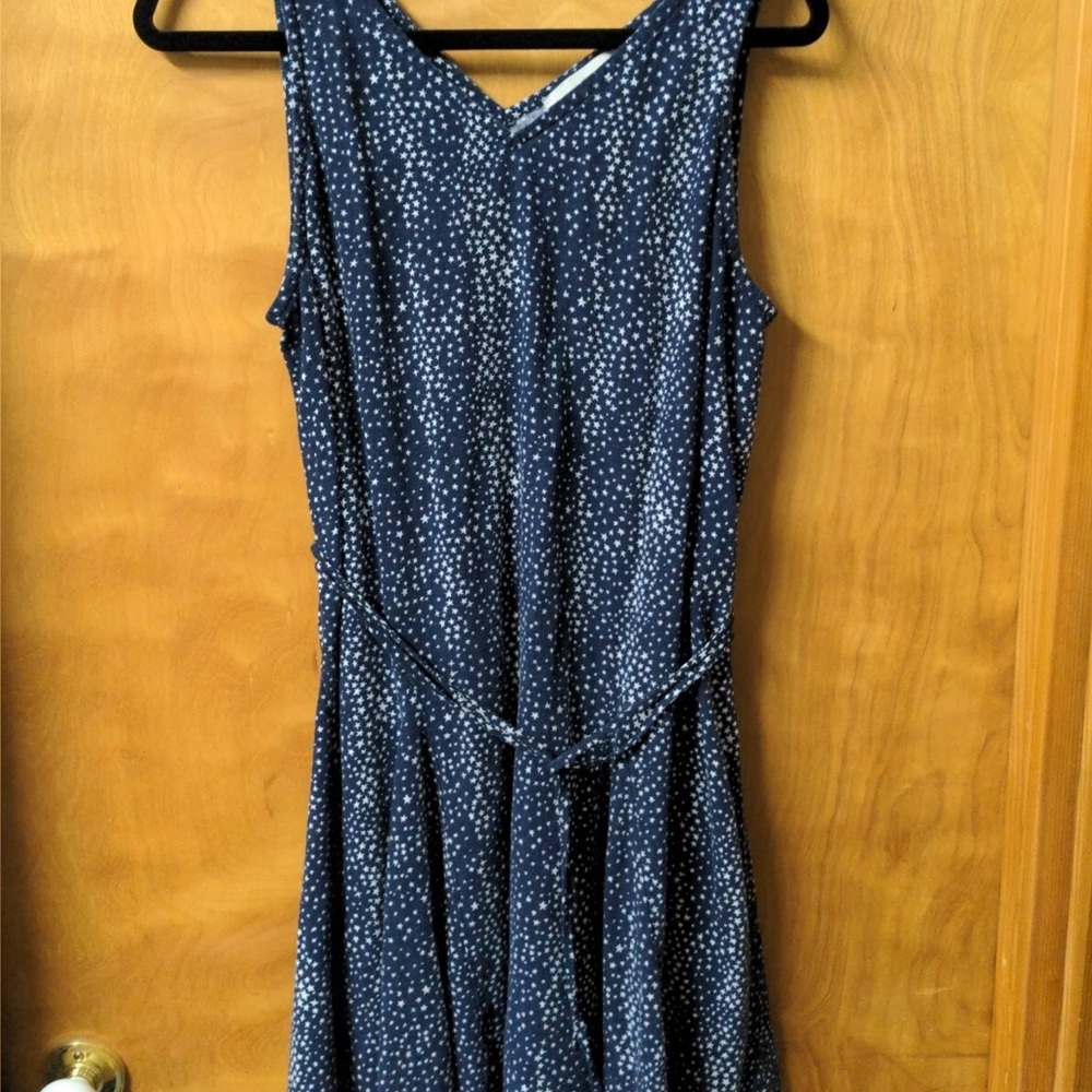 Loft Sleeveless Dress L Navy Stars